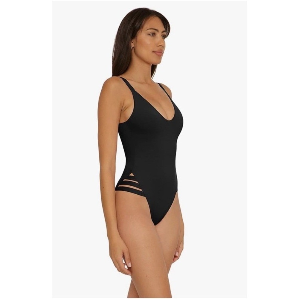 Becca by Rebecca One Piece Swimsuit Virtue Womens S High Leg Black Chic Resort
